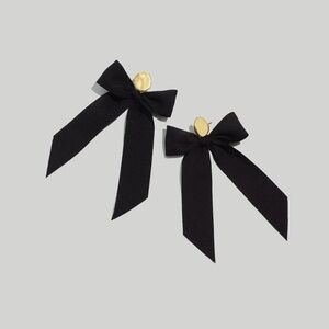 [NWT] Madewell Bow Statement Earrings Ribbon Black Gold